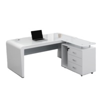 Bureau de bureau moderne haut de gamme blanc bureau de jeu en forme de L avec tiroirs