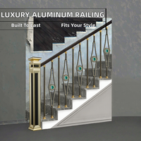 Balustrades d'escalier en verre réglables en aluminium personnalisables, style Baroque, résistantes à la rouille, écologiques, anti-pourriture, garantie 3 ans