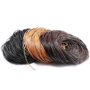Genuine Leather Cowhide <b>Rope</b> Round Wire For <b>Bracelet</b> Making Black Coffee Color 30004 Jinhua Origin - Product Image 1