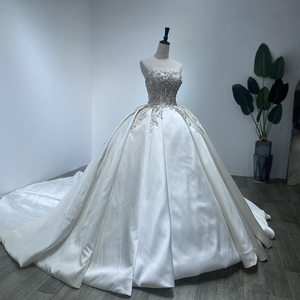 Nouvelle Robe de Mariée Simple Sans Bretelles avec Plis, Appliques en Dentelle, Broderie Élégante et Traîne, Robe de Bal WM25 - Product Image 6