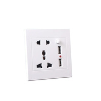 Prise murale universelle double pôle 5 broches durable avec double port USB et barrières de sécurité LED 10A 250V