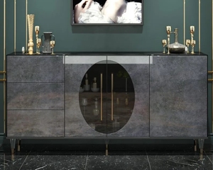 Meuble de rangement multifonctionnel en verre <span class=keywords><strong>Buffet</strong></span> classique Antique à 4 portes en bois <span class=keywords><strong>Buffet</strong></span>/Salle à manger Console de rangement - Product Image 4