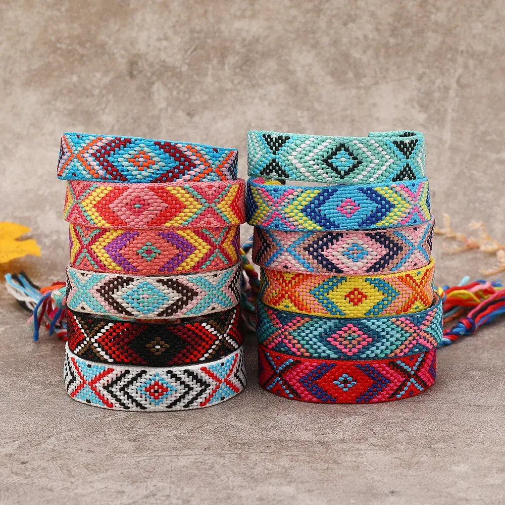 Bohemian Fashion Jewelry Friendship Gift Nepal Colorful Tassel Handwoven Linen Women's Bracelets