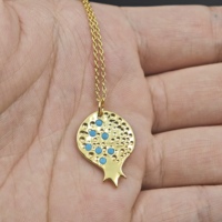 Collier pendentif judaïque en argent sterling 925 grenade rubis bijoux juifs