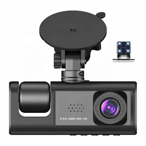 3 kanal Dash kamera arabalar kamera HD 1080P Video kaydedici Dashcam DVR kara kutu çift Lens DVR park dikiz kamera araç kullanımı