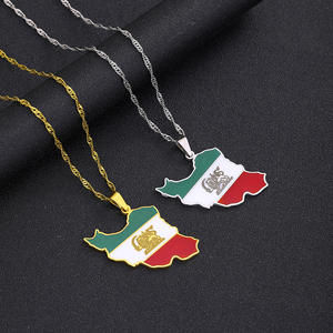 Collar con colgante de la bandera de <span class=keywords><strong>Iran</strong></span> para mujer, joyería de acero inoxidable, con mapa, esmalte, étnico, fiesta, regalo de cumpleaños, nuevo - Product Image 4