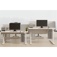 Poste de travail intelligent électrique réglable en hauteur pour 2 personnes, bureau assis-debout avec rail d'accessoires, mobilier de bureau personnalisable OEM en gros