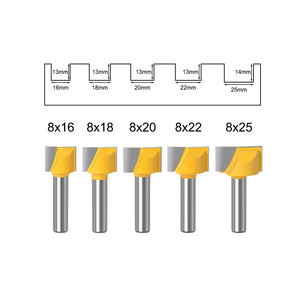 Brocas de enrutador recto de doble flauta de vástago de 8mm Corte de 13mm y diámetro de 16mm-25mm. Corte de ranuras ajustadas y Dadoes para Borde de madera contrachapada - Product Image 1
