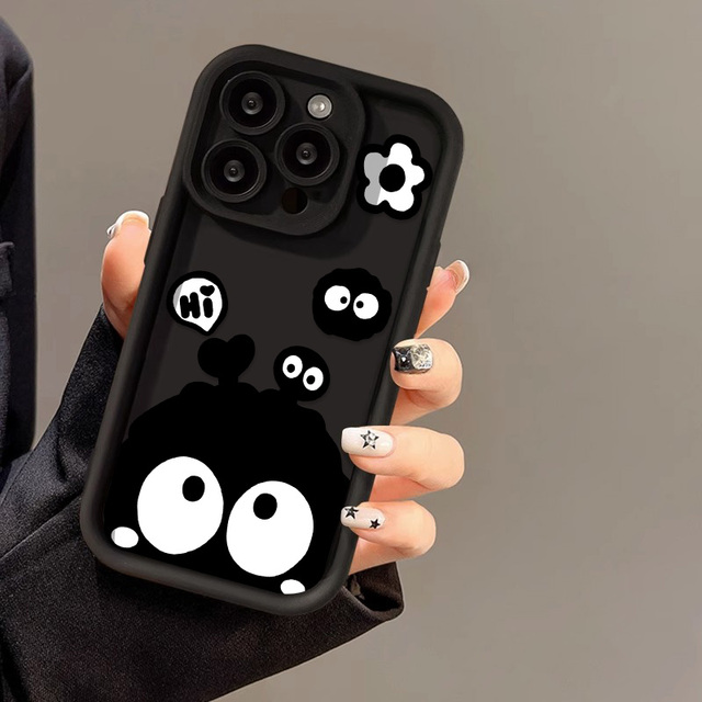 Cute Cartoon Doodle of a Big-eyed Soot sprite Painted Phone case Suitable for Apple iphone 17 16 15 14 Pro Max Phone Cases