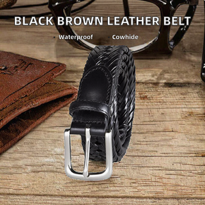 Nuevo Cinturón Casual de Cuero Vacuno Negro Marrón con Hebilla Metálica de Cierre Automático Plateada para Hombre - Product Image 2
