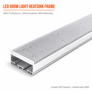 Marco de Disipador de Calor para Lámpara LED de Cultivo, de Aluminio Extruido y Acero Inoxidable, Mecanizado por CNC, Acabado Anodizado Blanco, para Cultivo Vertical - Product Image 1