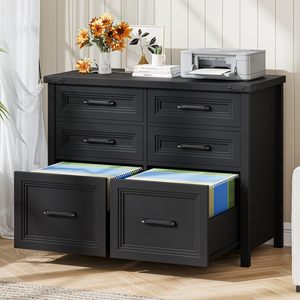 Armoire de classement SENYU noire à 6 tiroirs, grande capacité, pour le rangement à domicile ou au bureau, design moderne, mobilier de bureau en MDF - Product Image 1