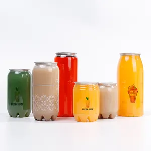 Custom Logo Hot Selling 12oz 16oz Transparent Plastic Pet Soda Drinking Bottle With Aluminum Customized Pet Cans