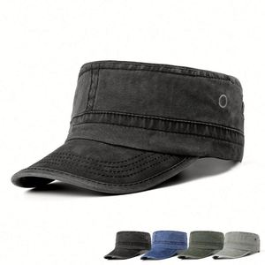 Chapeau de soleil décontracté pour homme, style vintage, en coton lavé, à calotte plate, idéal pour l'été – Nouvelle collection très prisée - Product Image 1