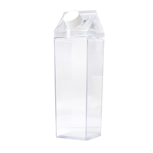 Bouteilles en plastique transparentes en forme de carton de lait de qualité alimentaire sans BPA de 500 ml en vrac avec couvercle - Product Image 4