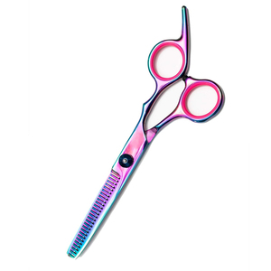 Tijeras de entresacar multicolor de última moda para peluquería, de acero inoxidable, las más vendidas para barbería. - Product Image 1