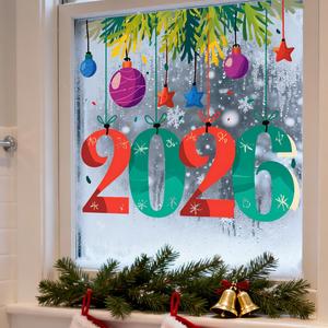 Autocollants décoratifs pour fenêtres et vitres, motifs multiples de plantes vertes et fleurs, pour le Nouvel An 2026, les magasins, les chambres et les décors de fêtes - Product Image 6