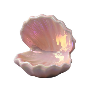 Mystic Arts Seashell Night <b>Light</b> Ceramic Desk Lamp With Led Glow For Bedroom Bedside Or Dressing Table Jewelry Storage Tray - Product Image 5