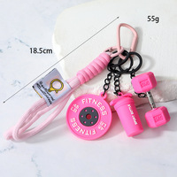 Porte-clés créatif en corde tressée avec pendentif disque de poids en caoutchouc souple PVC, style sportif, pour la gym et les cadeaux promotionnels