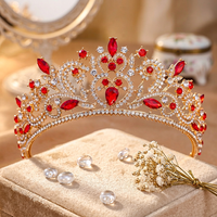 Diadème de mariée en cristal bleu royal étincelant de haute qualité, avec filigrane doré, pour les mariages et les fêtes sur le thème des princesses