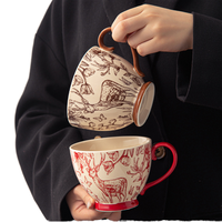 Haute qualité nordique inspiré isolé grande tasse en céramique haute couleur valeur ménage avoine petit déjeuner lait fête tasse moderne