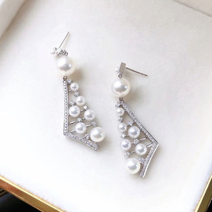 Orecchini Pendenti Asimmetrici Geometrici di Lusso con Effetto Perla, Eleganti Gioielli per Donne, Ideali per Feste e Regali - Product Image 6