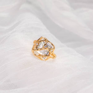 Anillo de Circonita Azul con Textura de Plata de Ley 925, Chapado en Oro de 18K, Joyería Fina de Moda para Chicas - Product Image 3