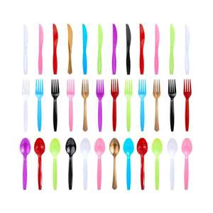 Cuchara de Plástico Dorada Desechable, Juego de Cubiertos de Plástico Dorado para Bodas, Cubiertos de Plástico - Product Image 2