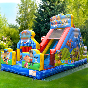 Castello Gonfiabile Commerciale con Scivolo e Percorso a Ostacoli per Bambini, Parco Giochi Gonfiabile a Tema Cane con Ventilatore - Product Image 1