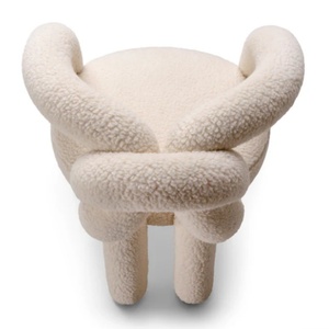 Sillón de Diseño Contemporáneo con Estructura de Hierro y Tapicería de Tela Teddy con Nudos, para Hogar, Oficina y Apartamento - Product Image 4