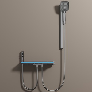 Set <span class=keywords><strong>Doccia</strong></span> Minimalista <span class=keywords><strong>con</strong></span> <span class=keywords><strong>Soffione</strong></span> a Soffitto Grigio Antracite, Display Digitale e Termostatico, per Uso Domestico - Product Image 4
