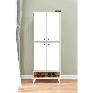 Meuble de rangement polyvalent Sonomo Wood Imaj blanc à 4 portes et 9 étagères, organisateur de chaussures à 4 portes - Product Image 2