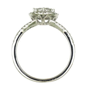 Anillo de Diamantes de Lujo con Doble Halo Abierto en Oro Blanco de 18K, Anillo de Compromiso para Mujer - Product Image 1