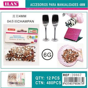 Strass Ilan 4 mm color champagne per artigianato e decorazioni - Product Image 1