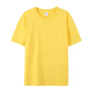 Venta al por mayor unisex de alta calidad 180g 100% algodón logotipo personalizado impresión en blanco cuello redondo de talla grande camisetas para hombres