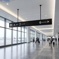 Boîte lumineuse LED personnalisée double face suspendue en acrylique et métal pour signalétique publicitaire et de direction pour aéroports, centres commerciaux et bâtiments