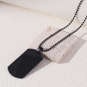 Kalung liontin tag anjing baja tahan karat hitam pria, Perhiasan Pria lapis logam dapat disesuaikan hadiah Nomor lucu - Product Image 1