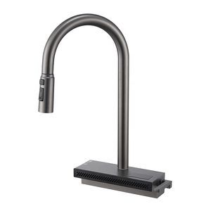 Robinets mitigeurs d'évier de cuisine modernes en acier inoxydable 304 avec cascade de pluie, robinet <span class=keywords><strong>noir</strong></span> de luxe posé - Product Image 1