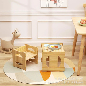 Table d'apprentissage Montessori en bois massif pour bébé avec repose-pieds, design sécurisé pour la sécurité des enfants - Product Image 3