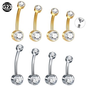 1PC Anneaux de nombril en titane G23, zircon brillant, <span class=keywords><strong>piercing</strong></span> de nombril, bijoux de corps pour femmes, accessoires - Product Image 2