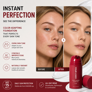Fond <span class=keywords><strong>de</strong></span> <span class=keywords><strong>teint</strong></span> personnalisé à logo, longue tenue, léger, sensible au pH, transformation magique, auto-ajustant, changeant <span class=keywords><strong>de</strong></span> couleur - Product Image 6