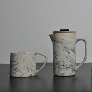 DHPO Super Septembre Grande Remise Stocké Céramique Marbre Presse Française Cafetière avec Ensemble de Mugs et Boîte Cadeau - Product Image 2