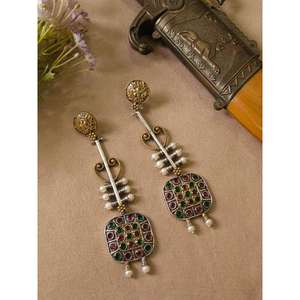 Pendientes de Cachemira de alta calidad con pendientes de cadena de oreja desmontables para mujer hechos a mano acabado antiguo joyería antideclaración - Product Image 1
