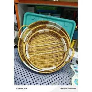 Bandeja de Servir Rectangular de Ratán Tejida a Mano, Exclusiva, para Mesa, Desayuno, Bebidas, Aperitivos, Frutas, con Asas - Product Image 4