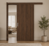 Porte coulissante WPC à montage en surface, panneau recouvert de grain de bois fin, résistant à l'humidité, anti-déformation, porte intérieure suspendue pour la maison, CE