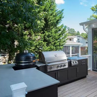 BAINENG Armoires de cuisine extérieures BBQ Armoire de cuisine moderne personnalisée Cuisine étanche avec comptoir en acier inoxydable
