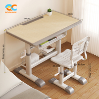 Mesa e Cadeira de Estudo Ajustáveis em Altura da Fábrica da China com Estante e Cesto, Cadeira Estudantil para Sala de Aula, Fornecimento por Atacado
