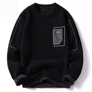 Nuevo diseño, sudadera Premium para hombre, suéter de invierno de punto antiarrugas con patrón de cuadros de letras, ropa de invierno cálida con cuello redondo - Product Image 2