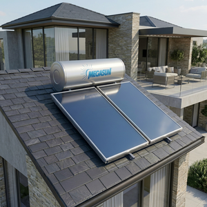 Chauffe-eau solaire 200L de qualité export avec réservoir pressurisé, système de collecteur à plaque plate durable, efficacité énergétique Classe A+++. - Product Image 1