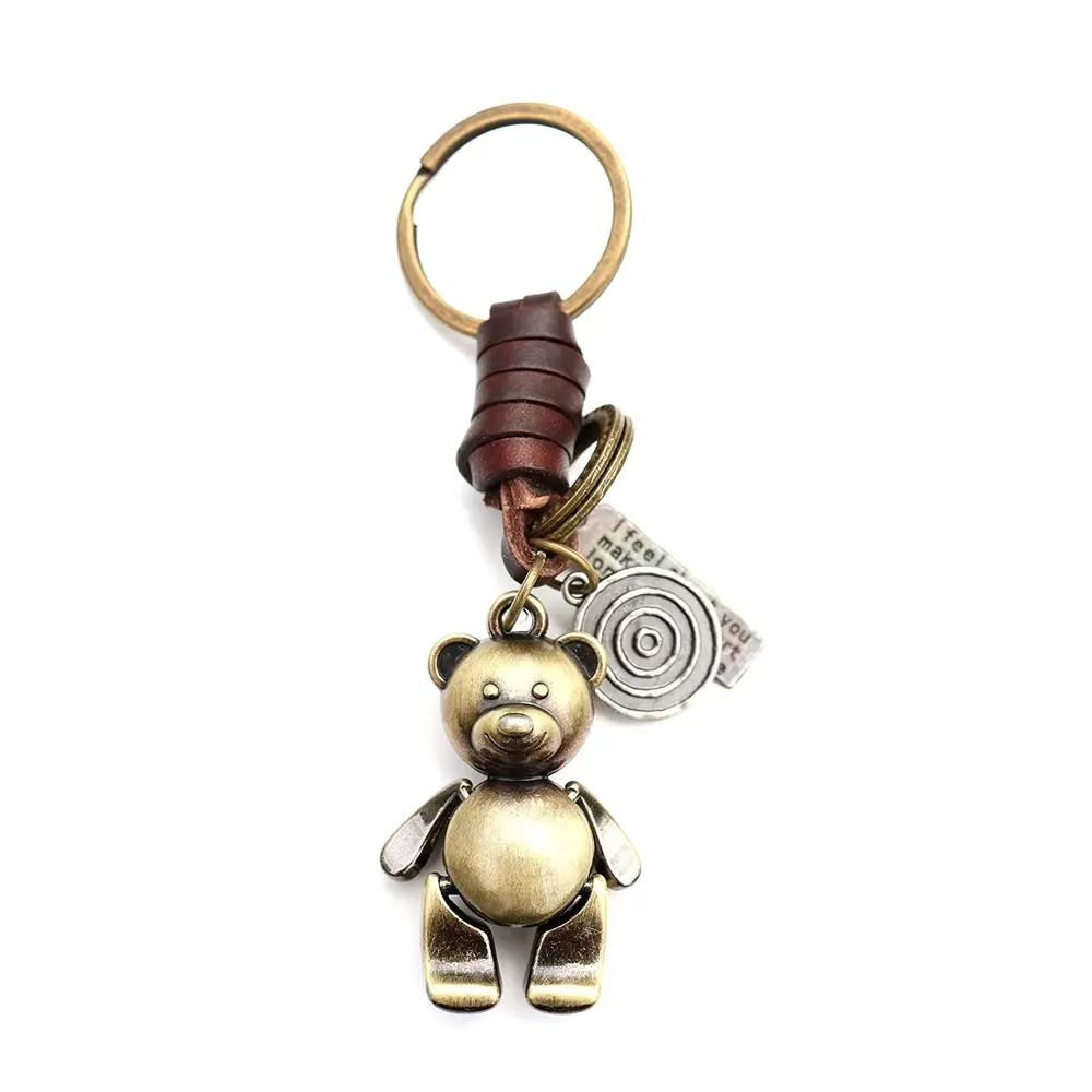 Лидер продаж, рекламные подарки на заказ, кольца для ключей из цинкового сплава, металлический 3D брелок для ключей из латуни с плюшевым мишкой